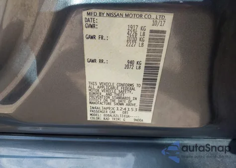 2018 Nissan Altima 2.5 Sl из США, поврежденный, VIN 1N4AL3AP9JC124153